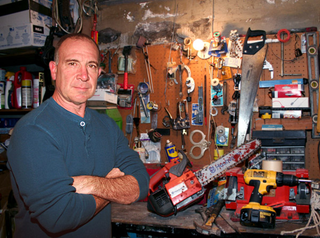 Malbert in one of more than 800 goofball photos he took of himself and his hobby table over the past nine years